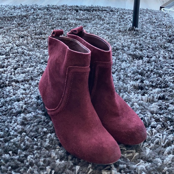 Maroon Suede Boots - Picture 2 of 5